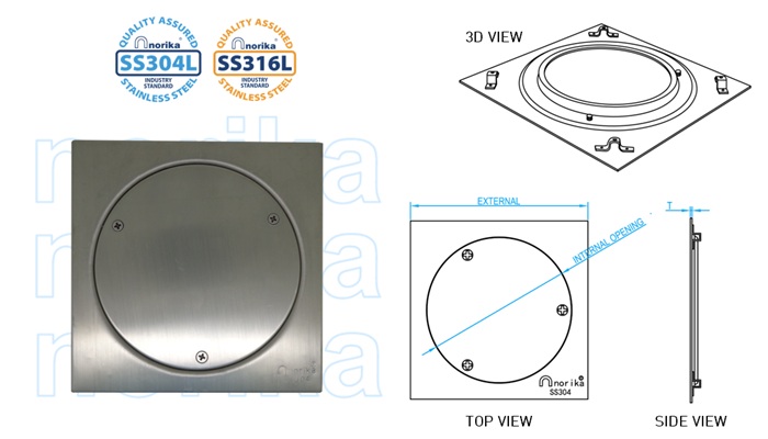 Stainless Steel Square Grating (No Hole with 3 Pins)<br>304L/316L